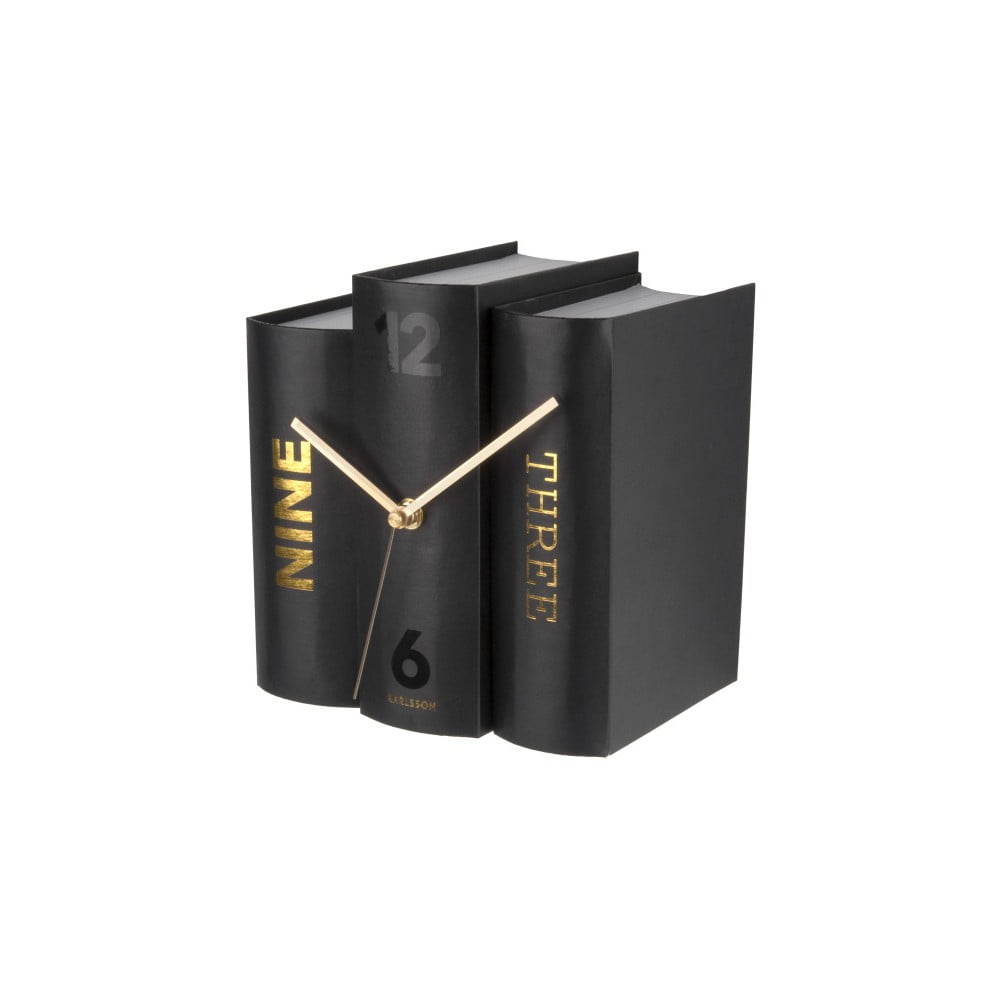 E-shop Čierne stolové hodiny v tvare kníh Karlsson