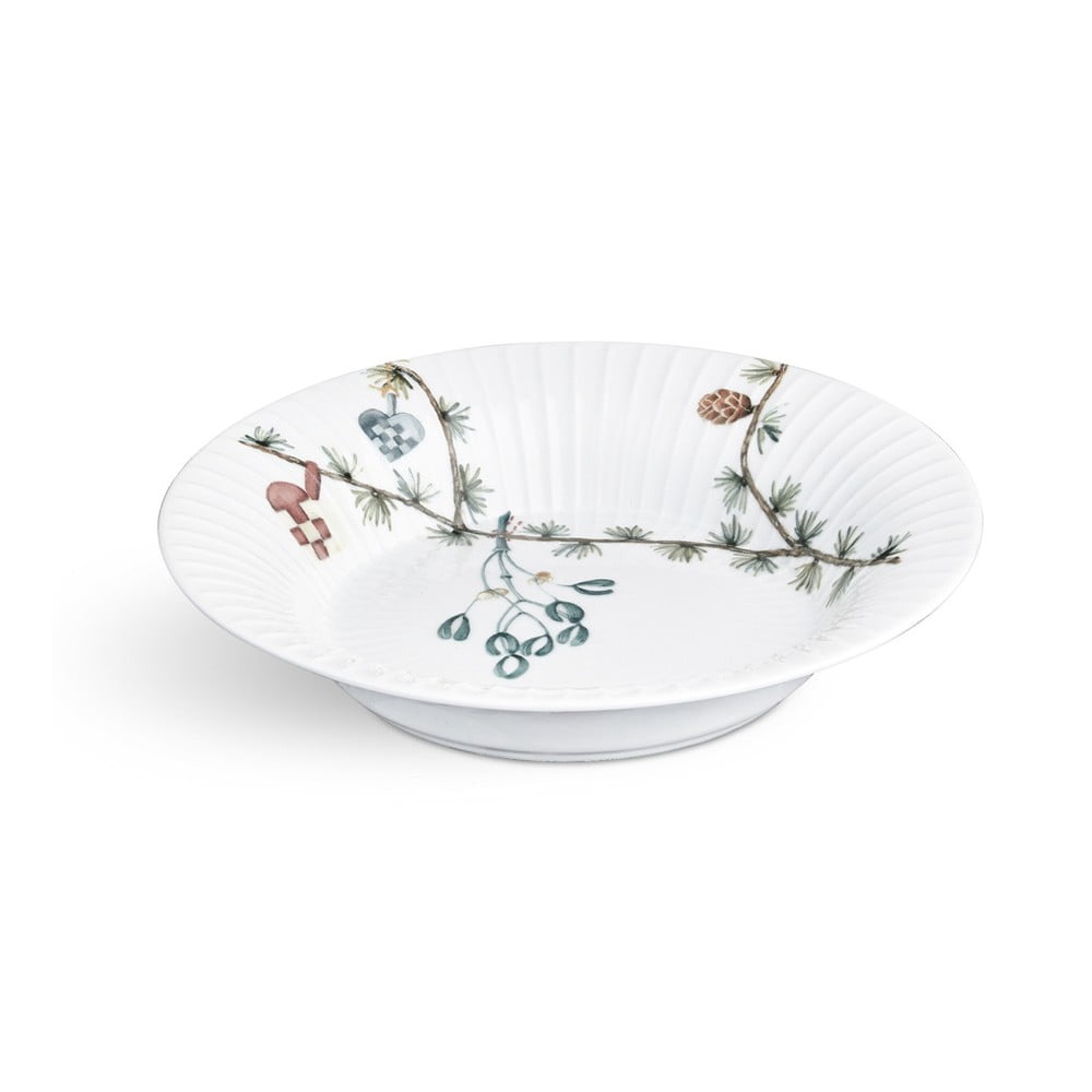 Biely porcelánový vianočný polievkový tanier Kähler Design Hammershoi, ⌀ 21 cm