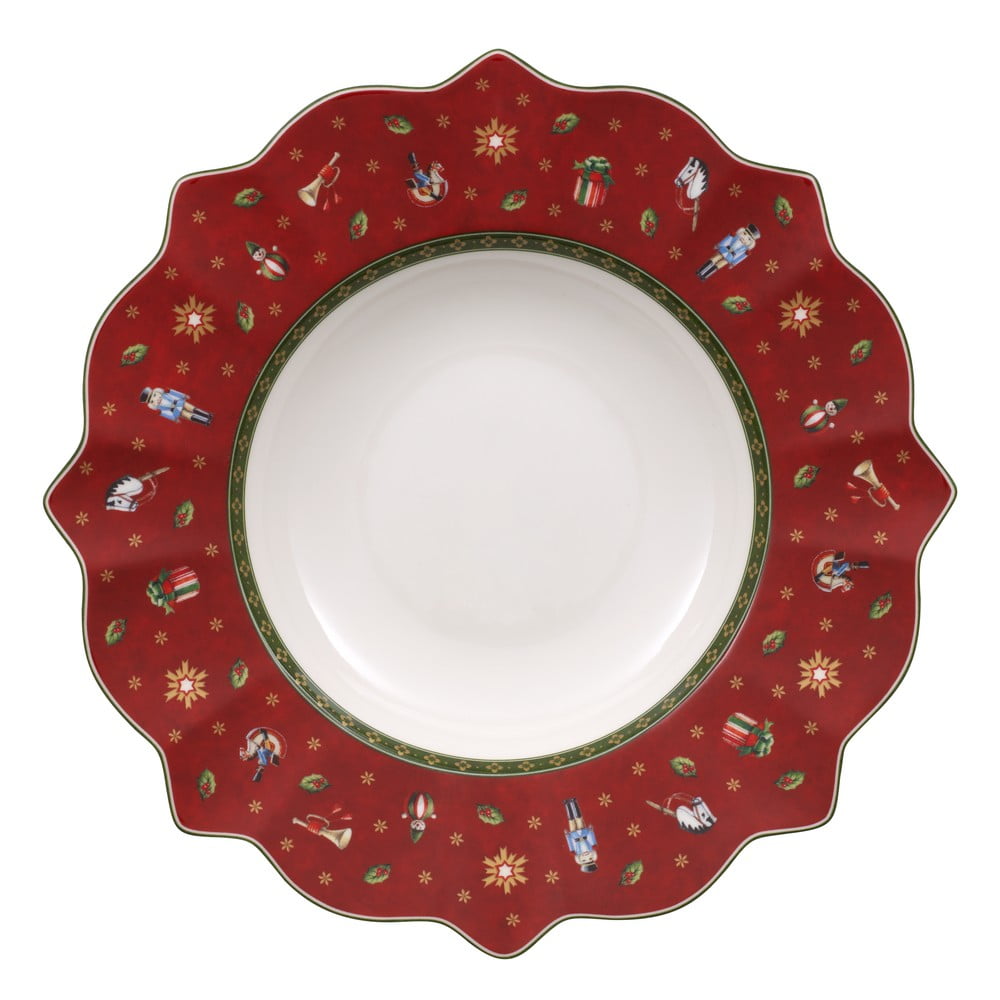 E-shop Červený hlboký porcelánový tanier s vianočným motívom Villeroy & Boch, ø 26 cm