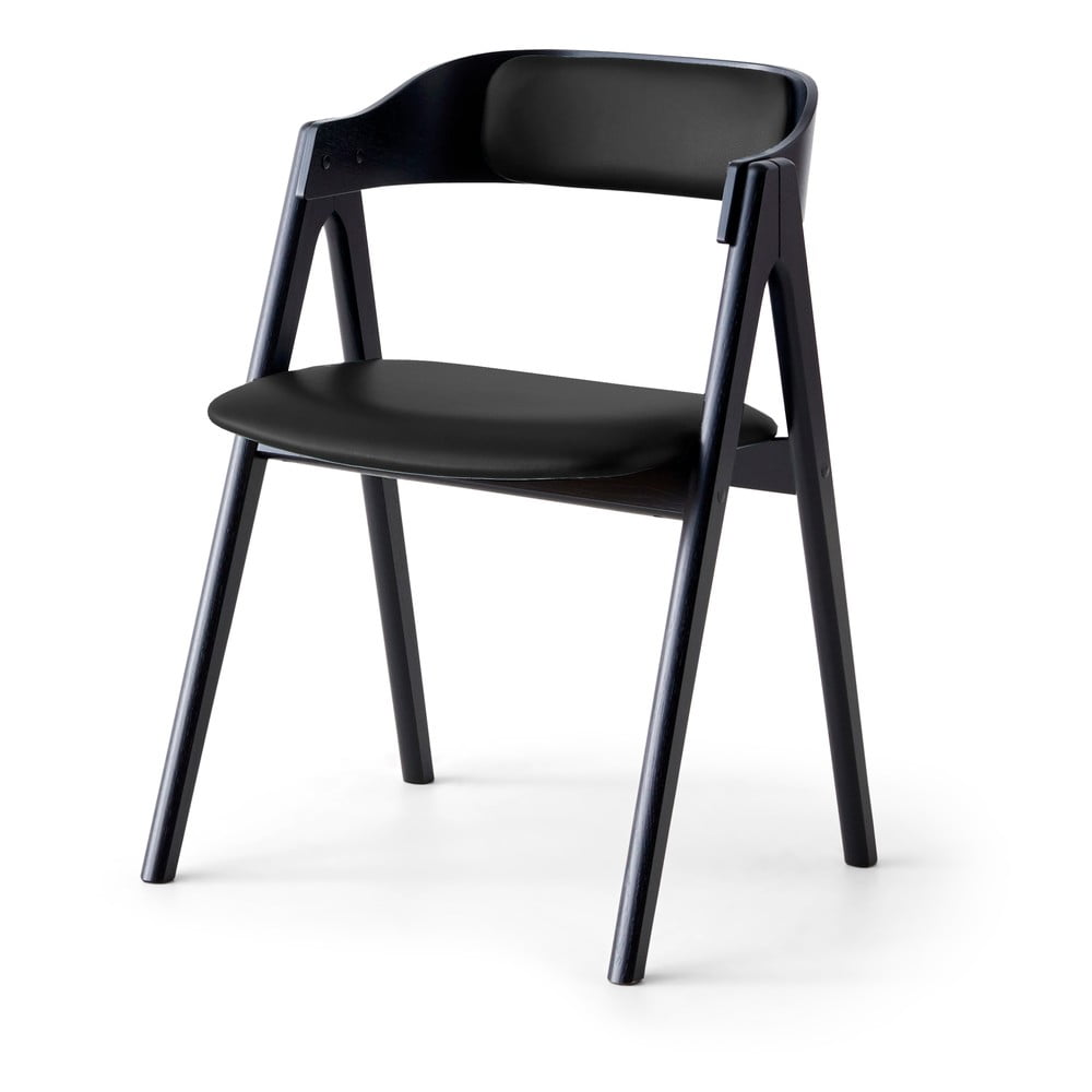 E-shop Čierna jedálenská stolička z dubového dreva s koženým sedákom Findahl by Hammel Mette