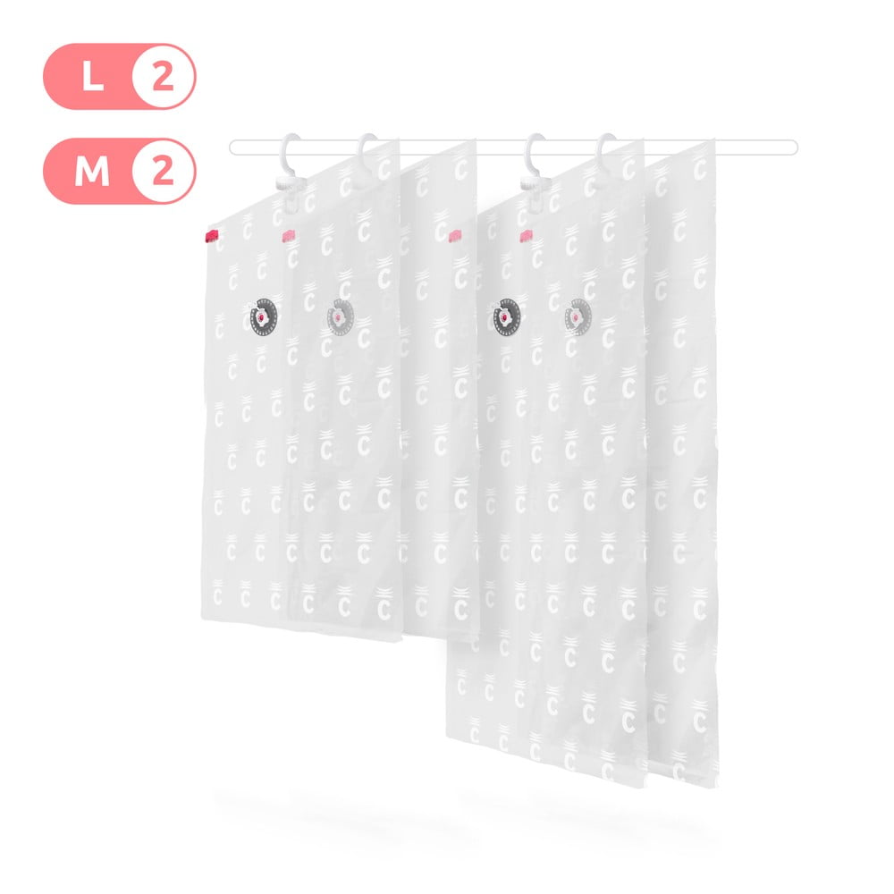 E-shop Súprava 4 závesných vakuových úložných obalov na oblečenie Compactor Hanging Vacuum Bags, 105 x 70 cm