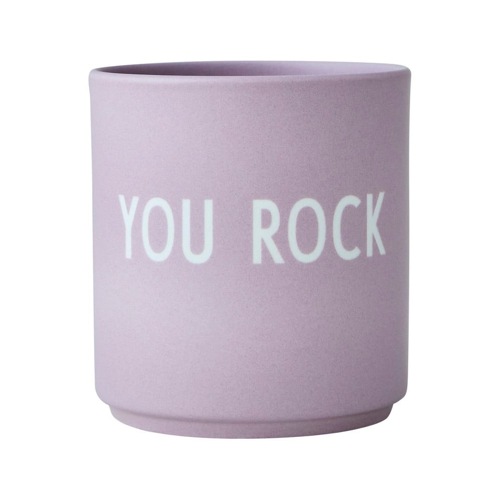Fialový porcelánový hrnček Design Letters Rock, 300 ml