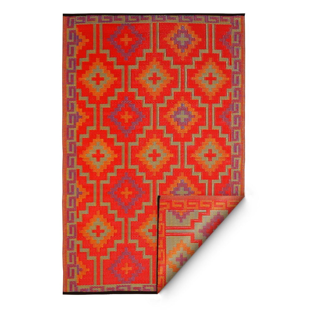 E-shop Oranžovo-fialový obojstranný vonkajší koberec z recyklovaného plastu Fab Hab Lhasa Orange & Violet, 120 x 180 cm