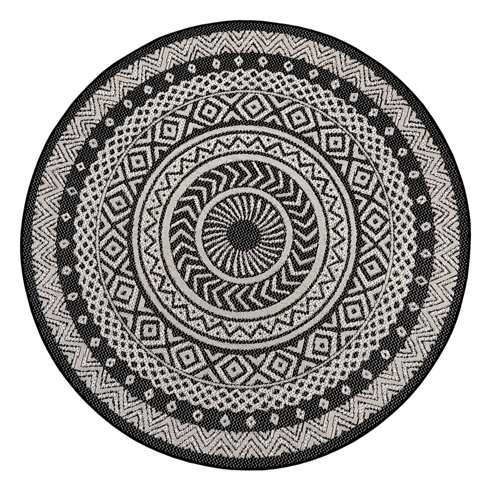 E-shop Čierno-sivý vonkajší koberec Ragami Round, ø 160 cm