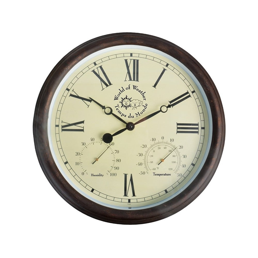 Vonkajšie nástenné hodiny s rímskymi číslicami a teplomerom Esschert Design