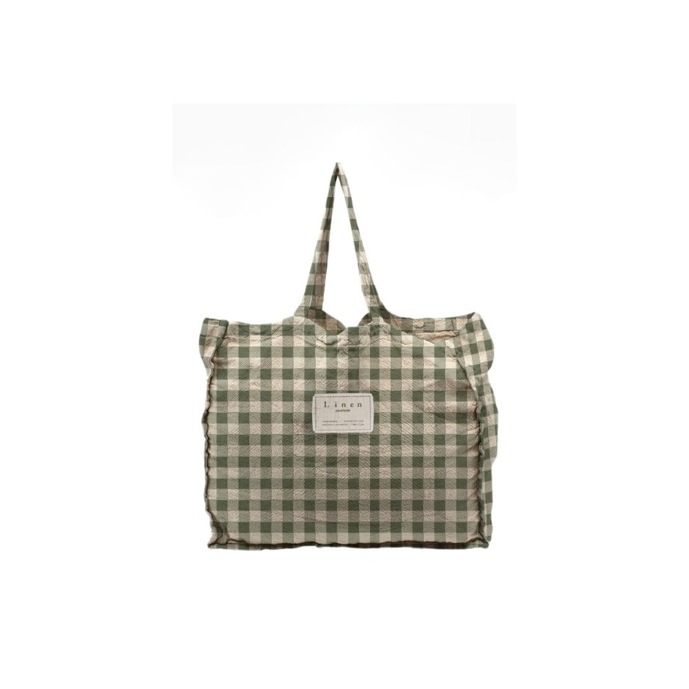 E-shop Látková taška Really Nice Things Linen Bag Green Vichy
