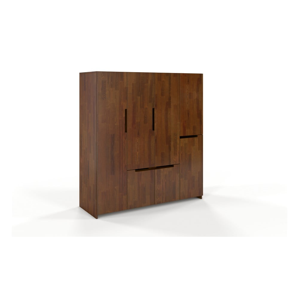 E-shop Hnedá šatníková skriňa z borovicového dreva Skandica Bergman, 170 x 180 cm