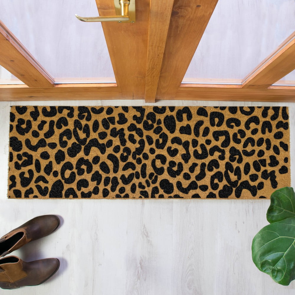 Obrázok Čierna rohožka z prírodného kokosového vlákna Artsy Doormats Leopard, 120 x 40 cm