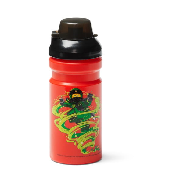 Červená fľaša na vodu s čiernym vekom LEGO® Ninjago, 390 ml