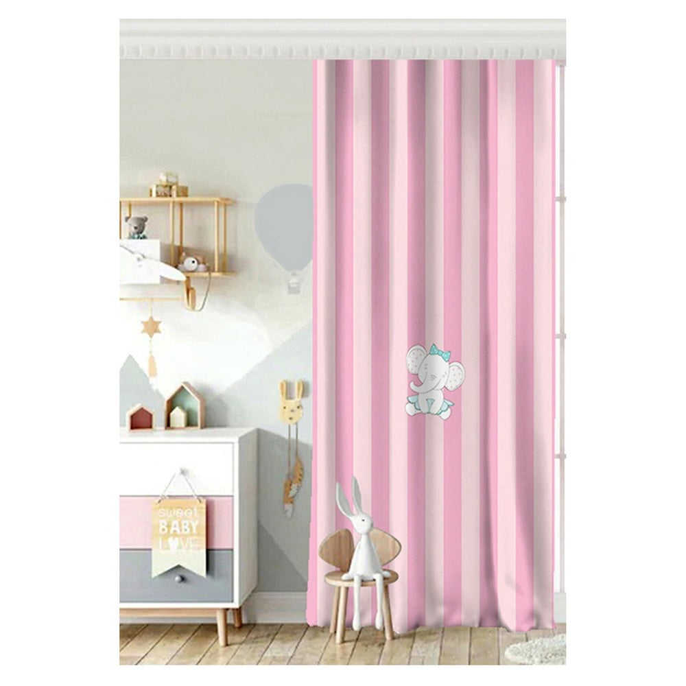E-shop Ružový záves s prímesou bavlny Minimalist Home World, 140 x 260 cm