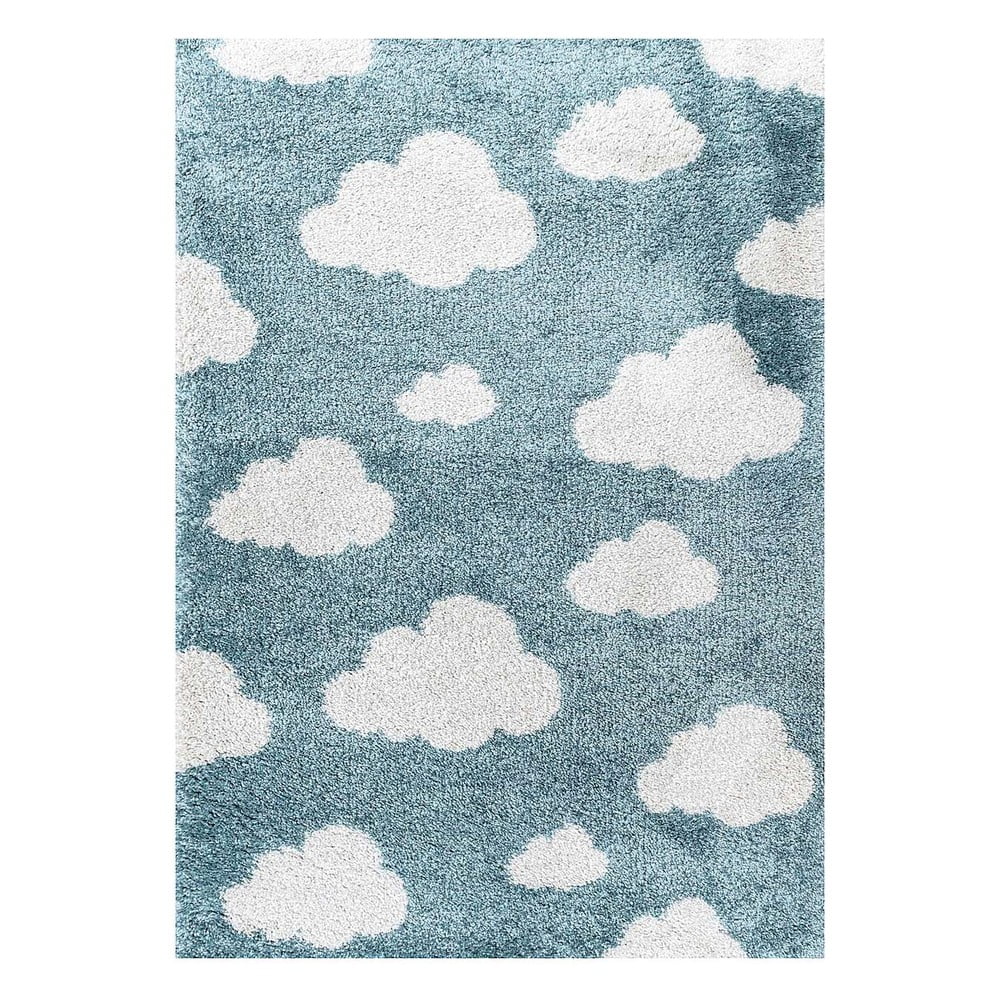 E-shop Modrý antialergénny detský koberec 170x120 cm Clouds - Yellow Tipi