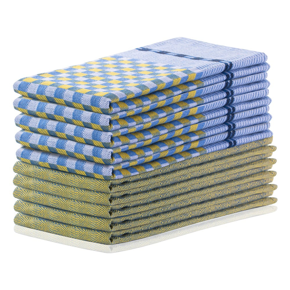 E-shop Súprava 10 žlto-modrých bavlnených utierok DecoKing Louie, 50 x 70 cm
