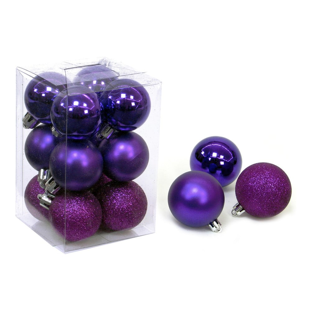 E-shop Súprava 12 fialových vianočných ozdôb Casa Selección Navidad, ø 4 cm