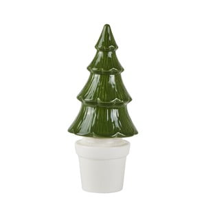 Zelený keramický dekoratívny vianočný stromček KJ Collection, 22 cm