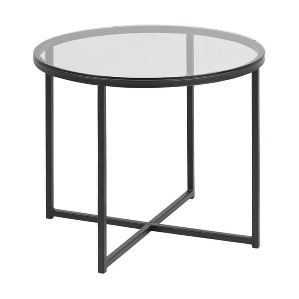 Odkladací stolík so sklenenou doskou Actona Cross, ⌀ 55 cm