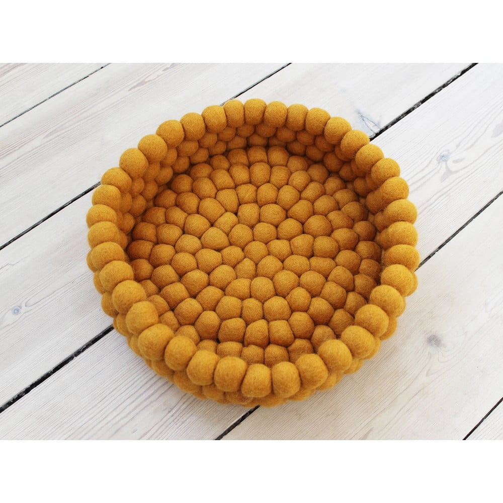 Obrázok Horčicovožltý guľôčkový vlnený úložný košík Wooldot Ball Basket, ⌀ 28 cm