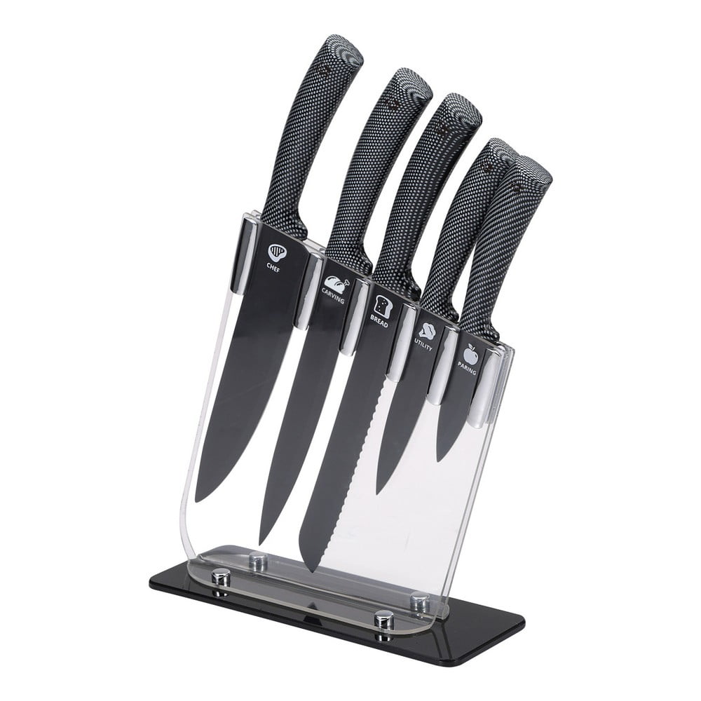 Sada 6 kuchynských nožov z antikoro ocele v stojane Bergner Jarama