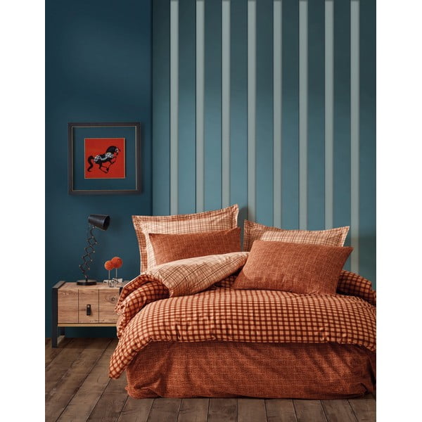 Oranžové obliečky na jednolôžko z ranforce bavlny Cotton Box Rane, 160 x 220 cm