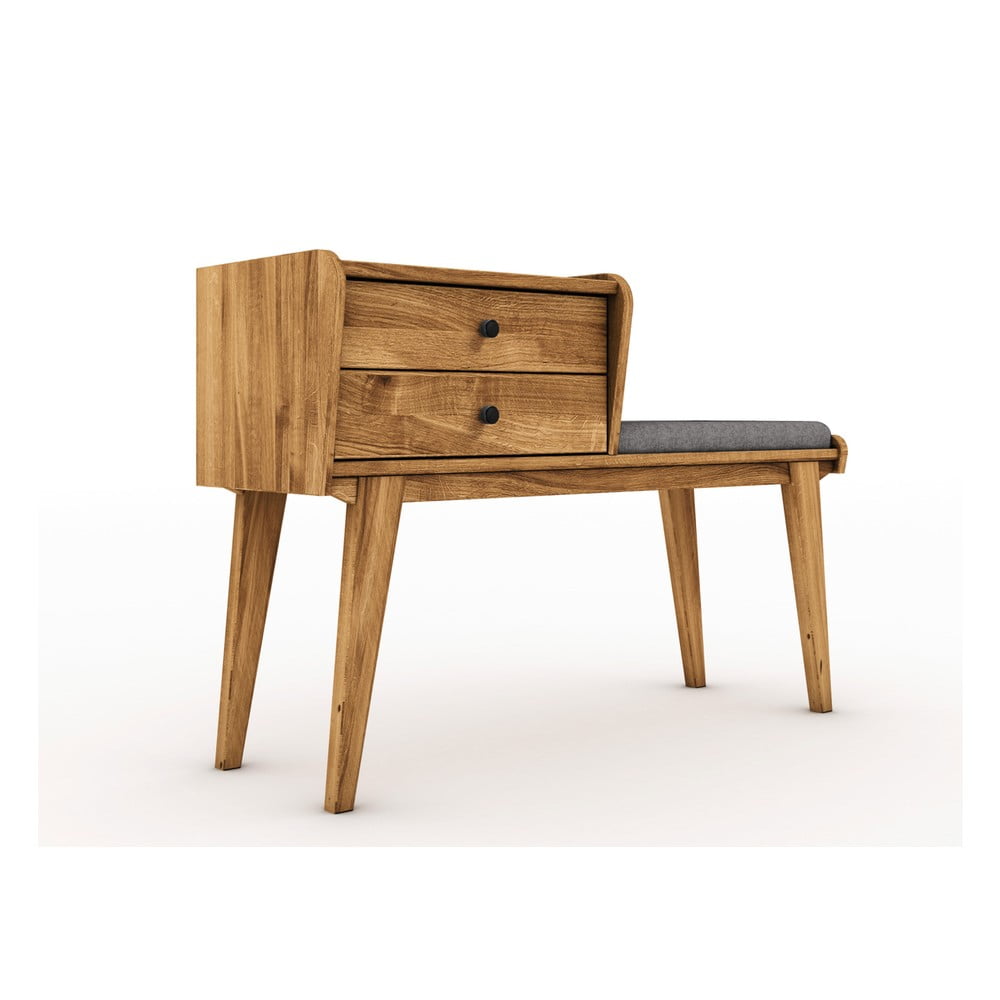 E-shop Lavica so zásuvkami z dubového dreva so svetlosivým sedákom Retro - The Beds