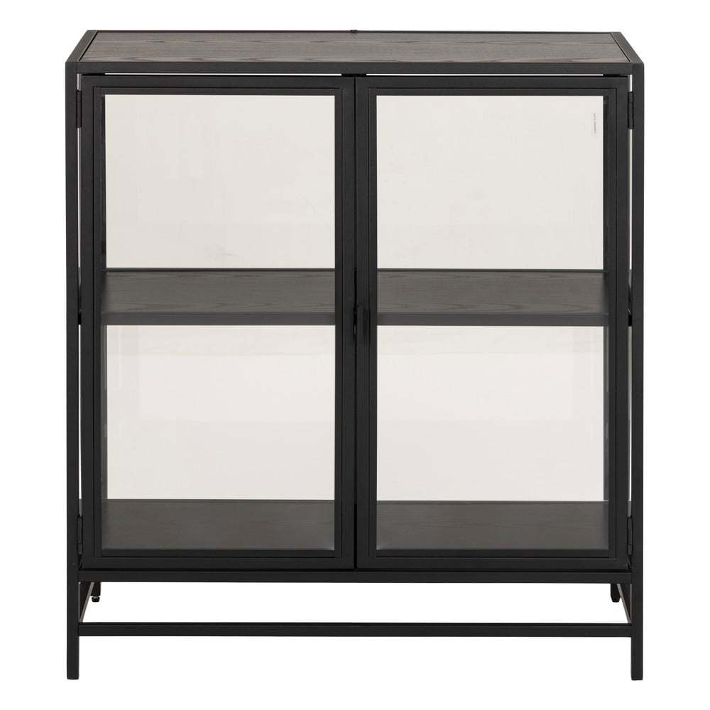 E-shop Čierna vitrína Actona Seaford, 77 x 86,4 cm