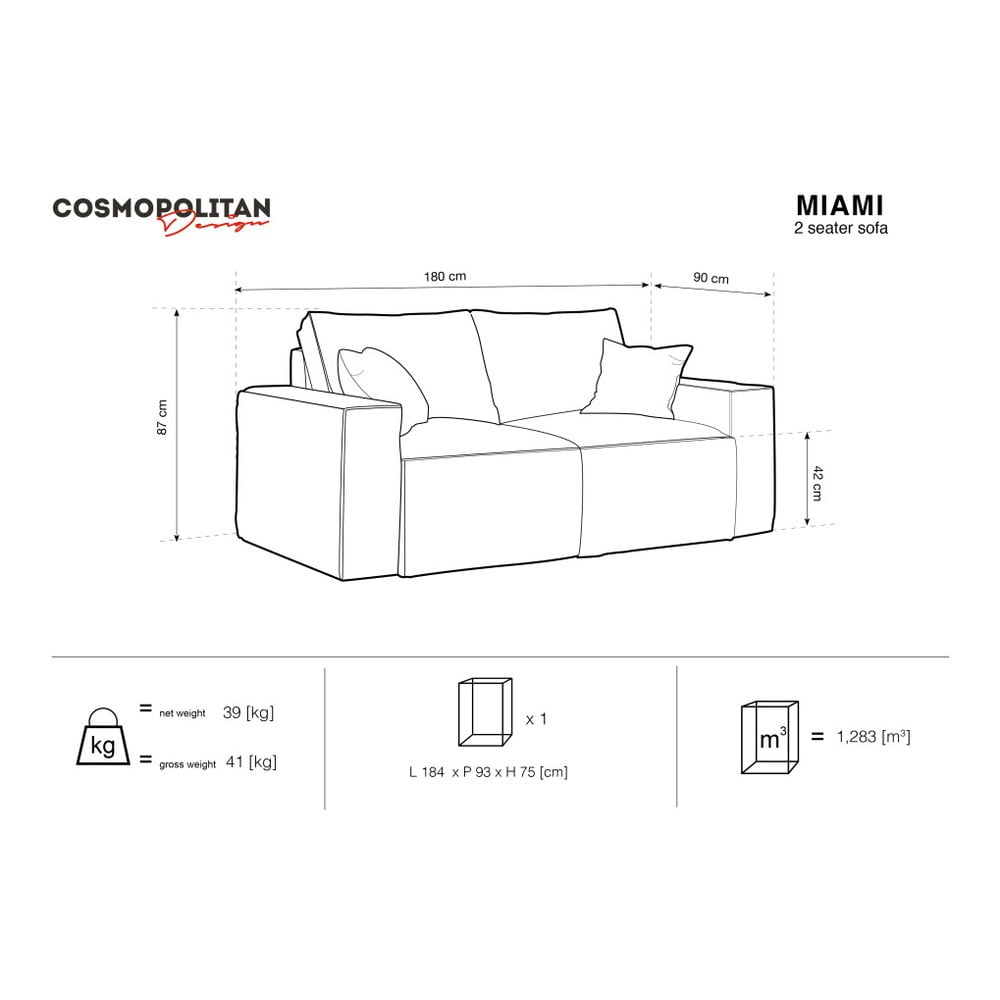 Obrázok Žltá dvojmiestna pohovka Cosmopolitan Design Miami