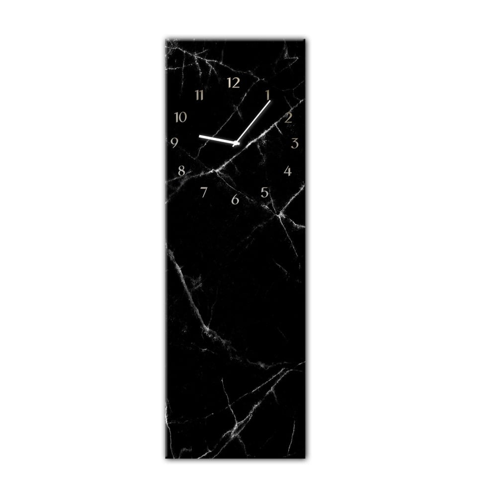 E-shop Nástenné hodiny Styler Glassclock Black Marble, 20 × 60 cm