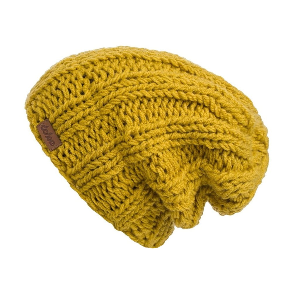 E-shop Horčicovožltá ručne pletená čiapka DOKE Mina