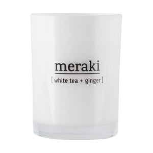 Organická sviečka s vôňou bieleho čaju a zázvoru Meraki, dĺžka horenia 35 hodín