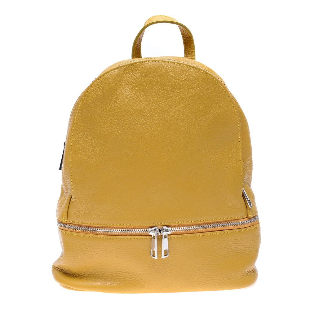 E-shop Žltý kožený batoh na zips Anna Luchini