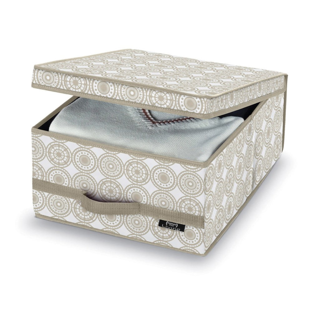 E-shop Béžový úložný box Domopak Ella, výška 18 cm
