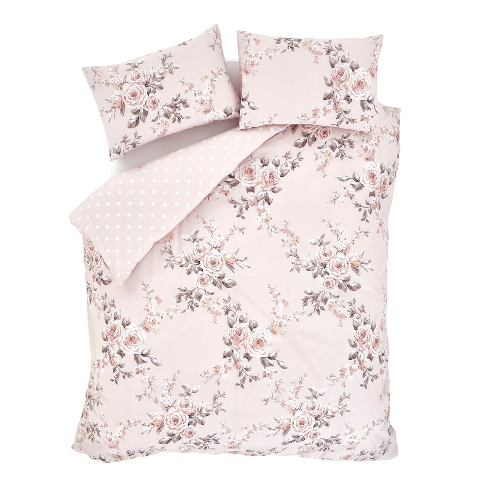 E-shop Ružové obliečky na dvojlôžko Catherine Lansfield Rosalia, 200 x 200 cm