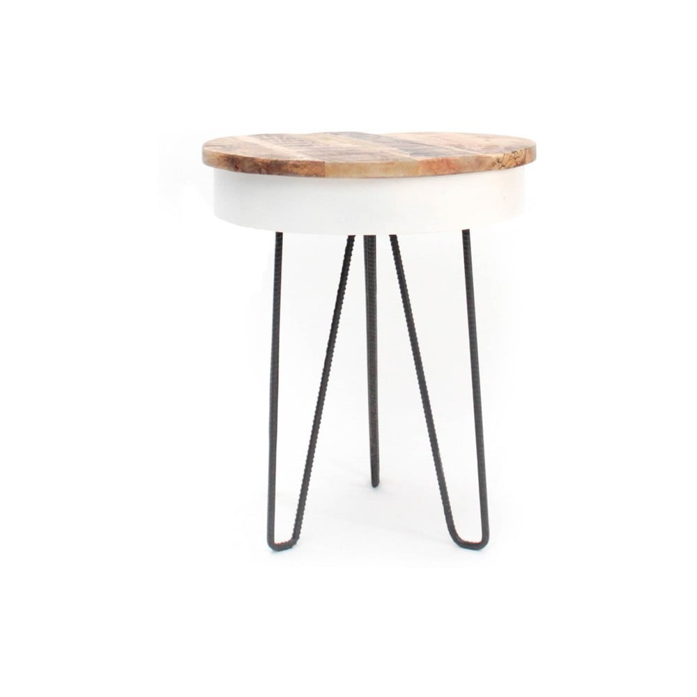 E-shop Biely odkladací stolík s drevenou doskou LABEL51 Saria