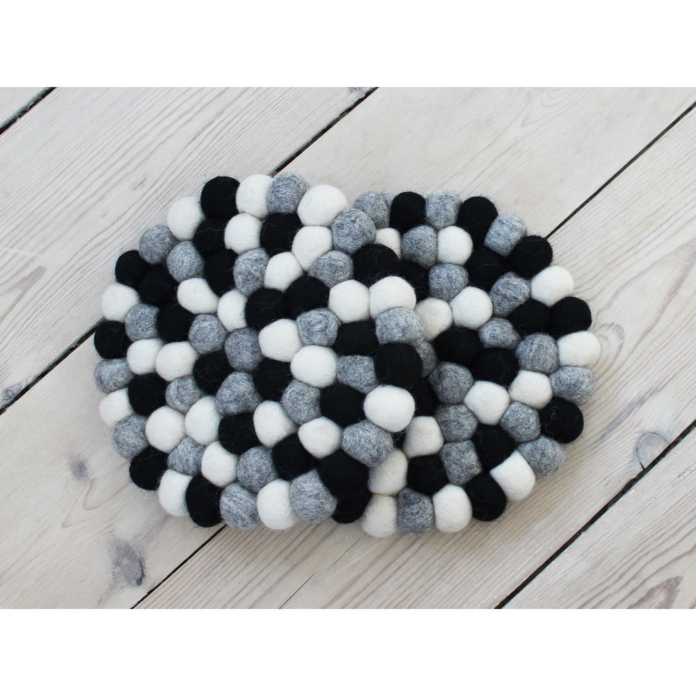 Obrázok Čierno-biela guľôčková podložka z vlny Wooldot Ball Coaster, ⌀ 20 cm