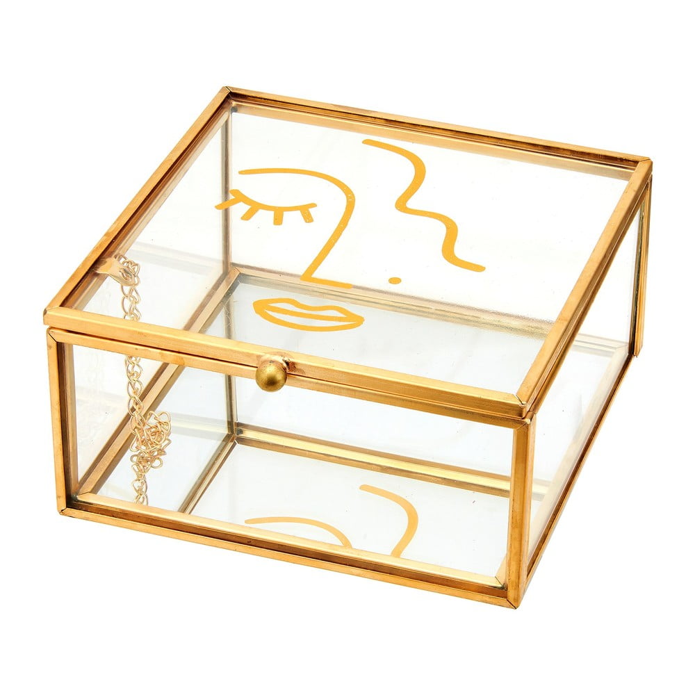 E-shop Škatuľka na šperky s detailmi v zlatej farbe Sass & Belle Abstract Face