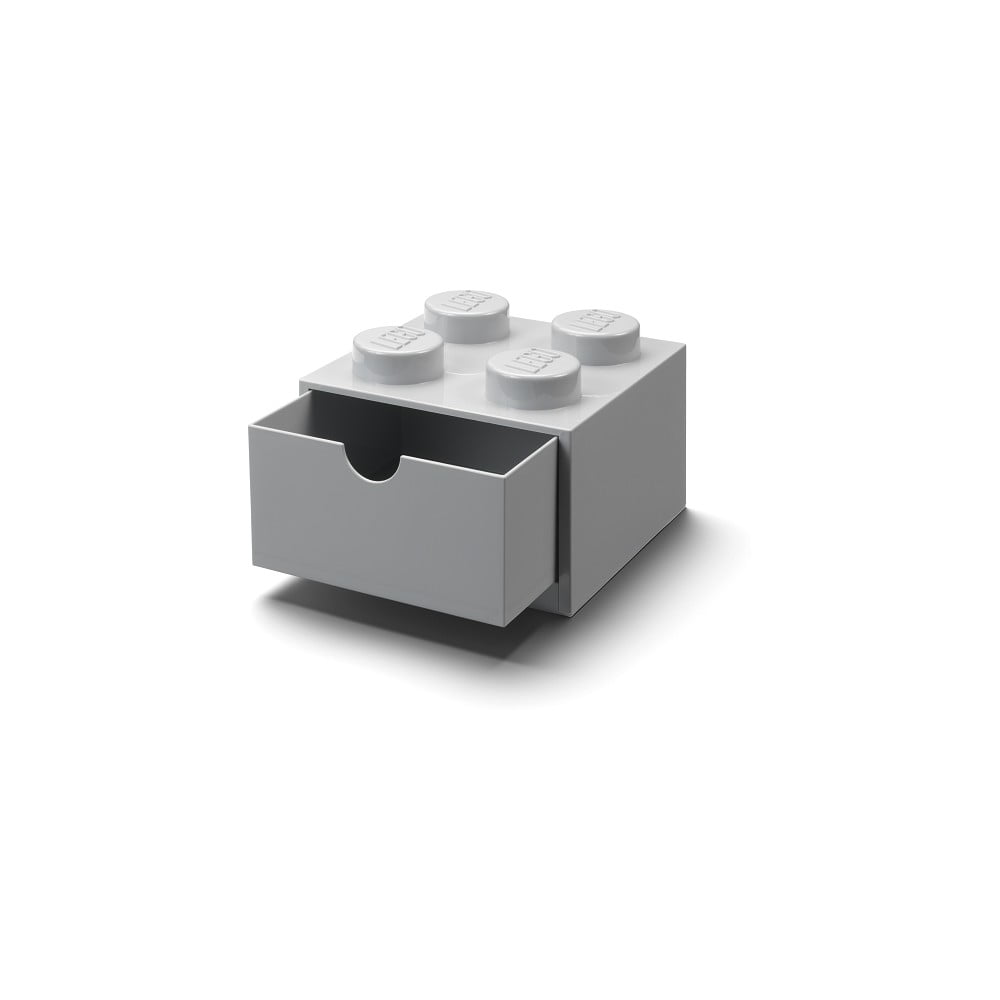 E-shop Sivý stolový box so zásuvkou LEGO® Brick, 15,8 x 11,3 cm