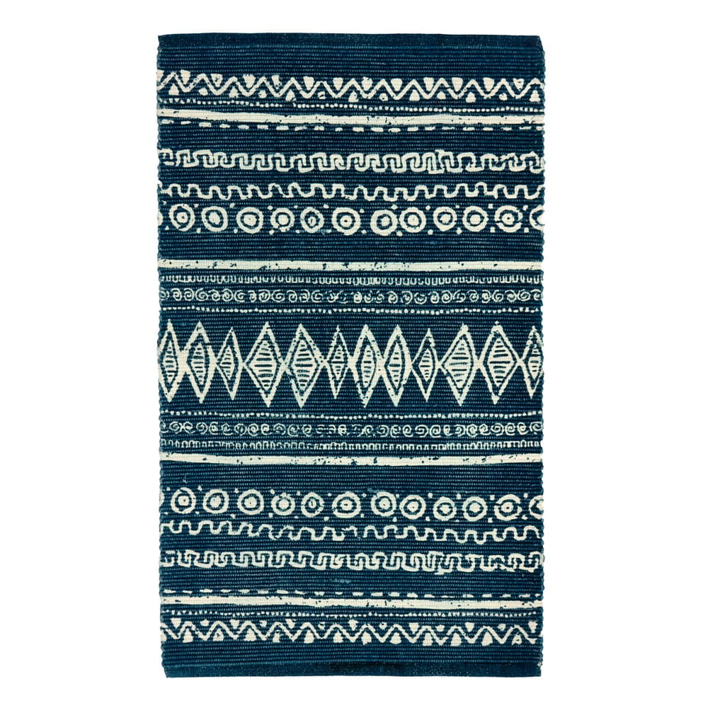 E-shop Modro-biely bavlnený koberec Webtappeti Ethnic, 55 x 110 cm