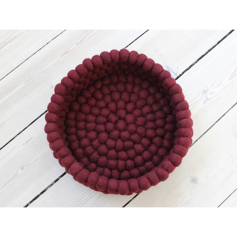 Obrázok Tmavý višňovočervený guľôčkový vlnený úložný košík Wooldot Ball Basket, ⌀ 28 cm