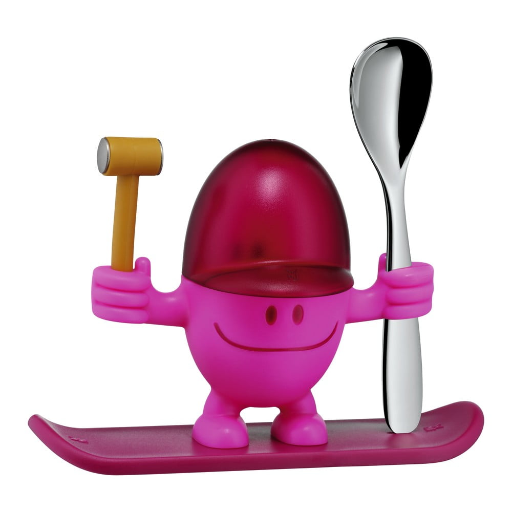 E-shop Červeno-ružový stojan na vajíčko s lyžičkou WMF Cromargan® Mc Egg