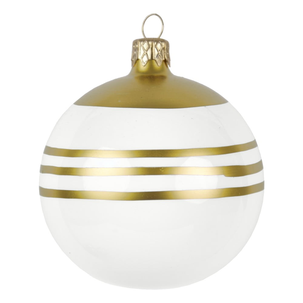 E-shop Súprava 3 sklenených vianočných ozdôb v bielo-zlatej farbe Ego Dekor