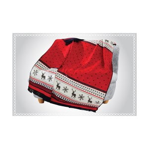 Červená deka s prímesou bavlny Aksu Carmelo, 200 × 150 cm