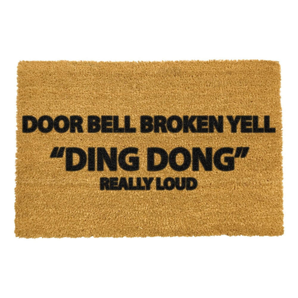 E-shop Rohožka z prírodného kokosového vlákna Artsy Doormats Yell Ding Dong, 40 x 60 cm