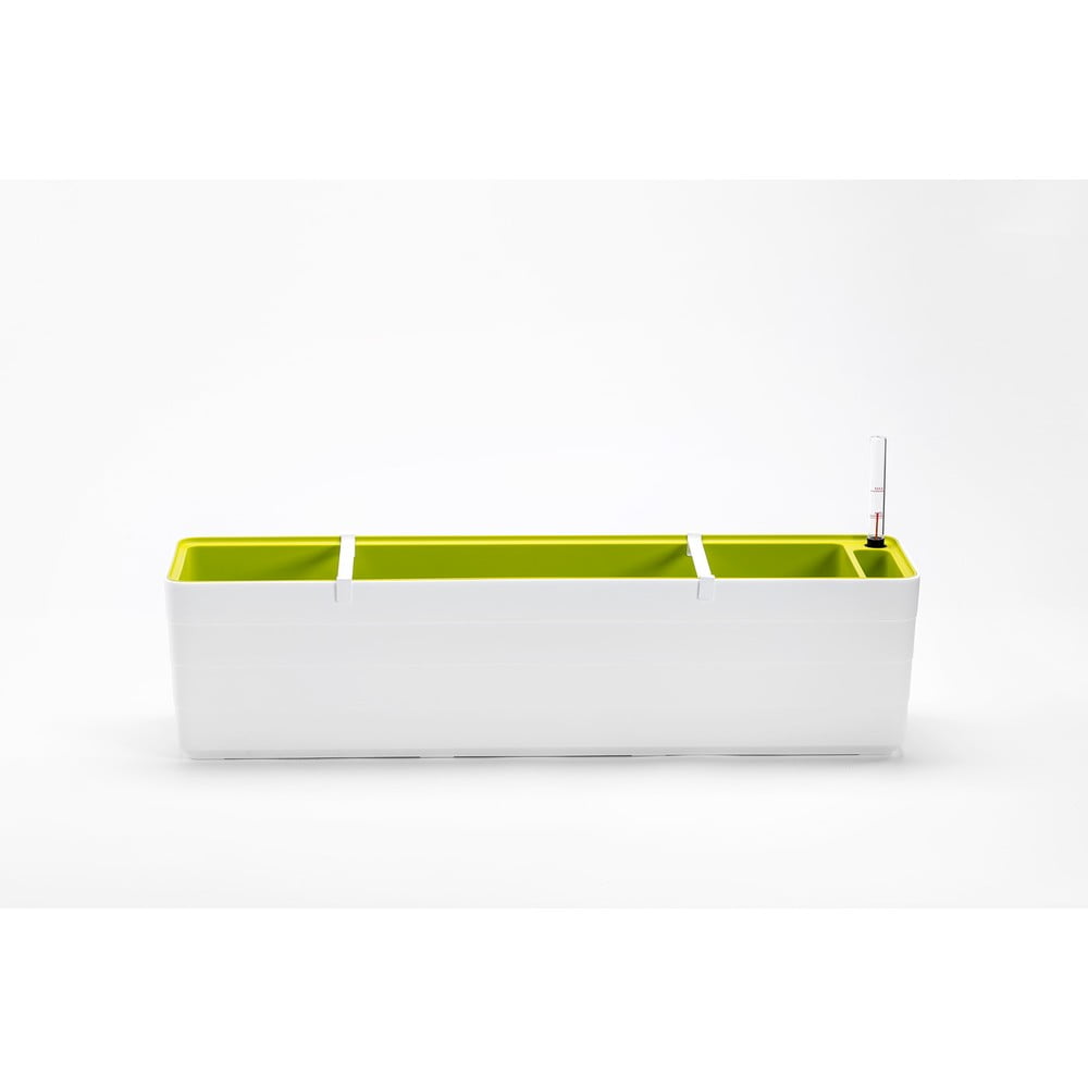 E-shop Bielo-zelený samozavlažovací kvetináč Plastia Berberis, dĺžka 78 cm