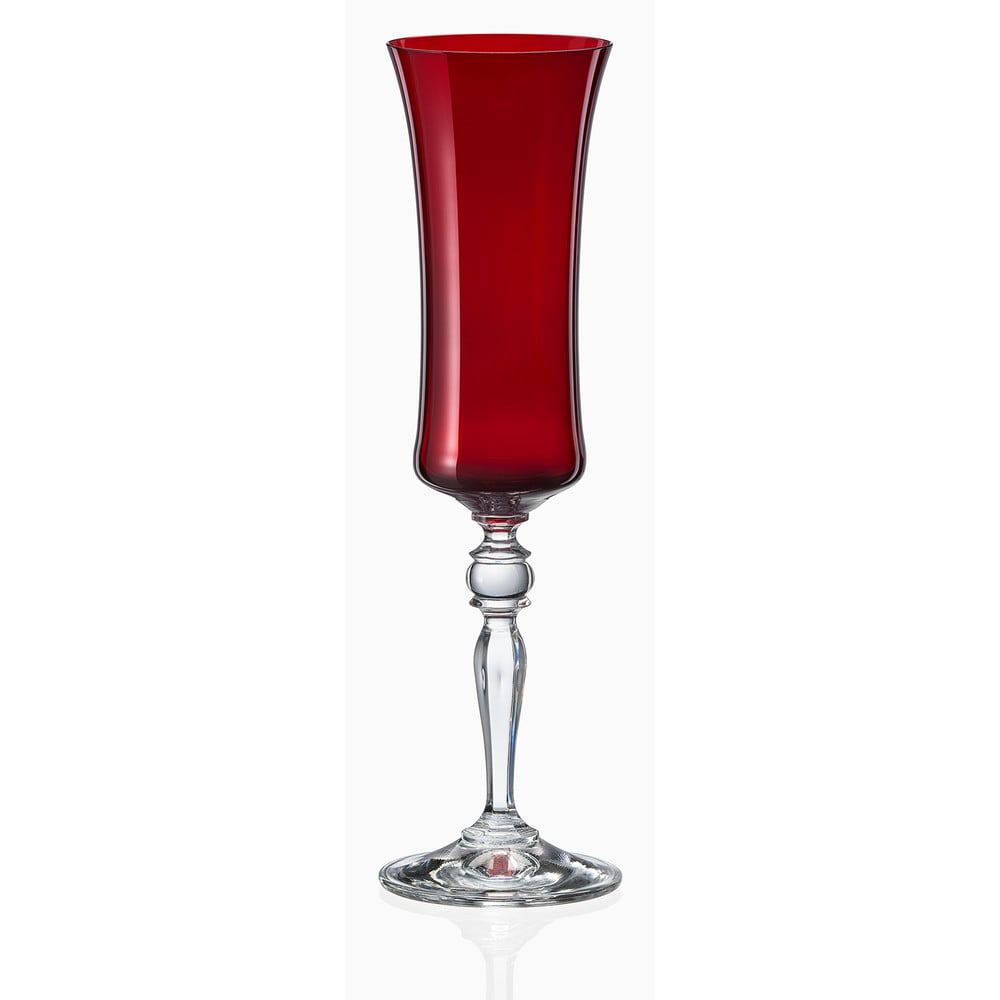 E-shop Súprava 6 červených pohárov na šampanské Crystalex Extravagance, 190 ml