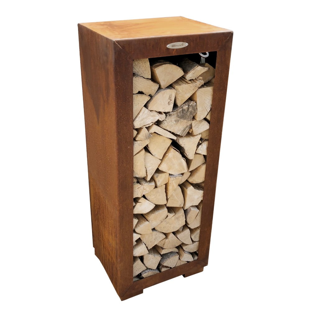 E-shop Hnedý oceľový zásobník na drevo Remundi, šírka 50 cm