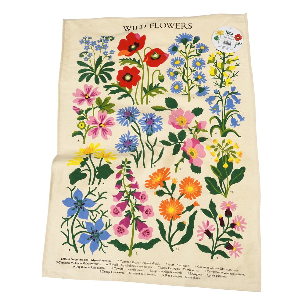 E-shop Béžová bavlnená utierka Rex London Wild Flowers, 50 x 70 cm