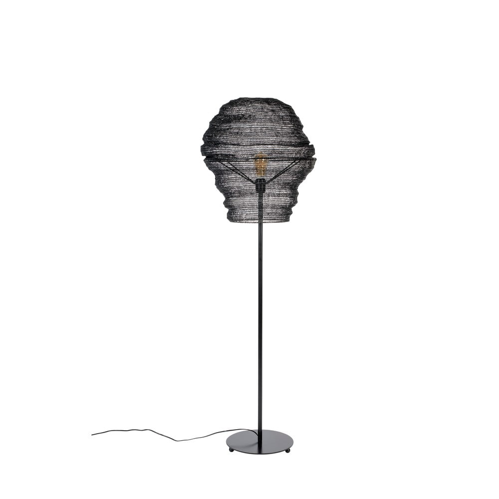 E-shop Čierna stojacia lampa White Label Lena