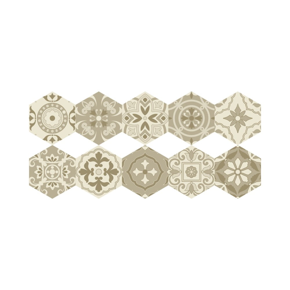 E-shop Sada 10 samolepiek na podlahu Ambiance Floor Stickers Hexagons, 40 × 90 cm