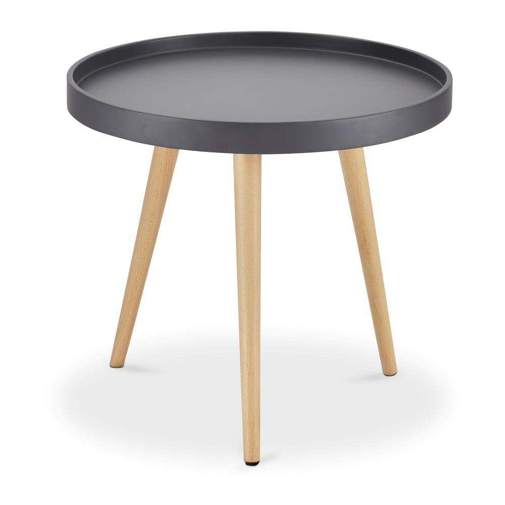 E-shop Sivý odkladací stolík s nohami z bukového dreva Furnhouse Opus, Ø 50 cm