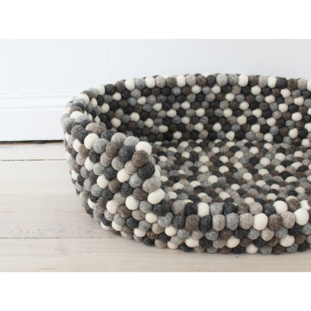 Obrázok Sivo-biely guľôčkový vlnený pelech pre domáce zvieratá Wooldot Ball Pet Basket, 60 x 40 cm