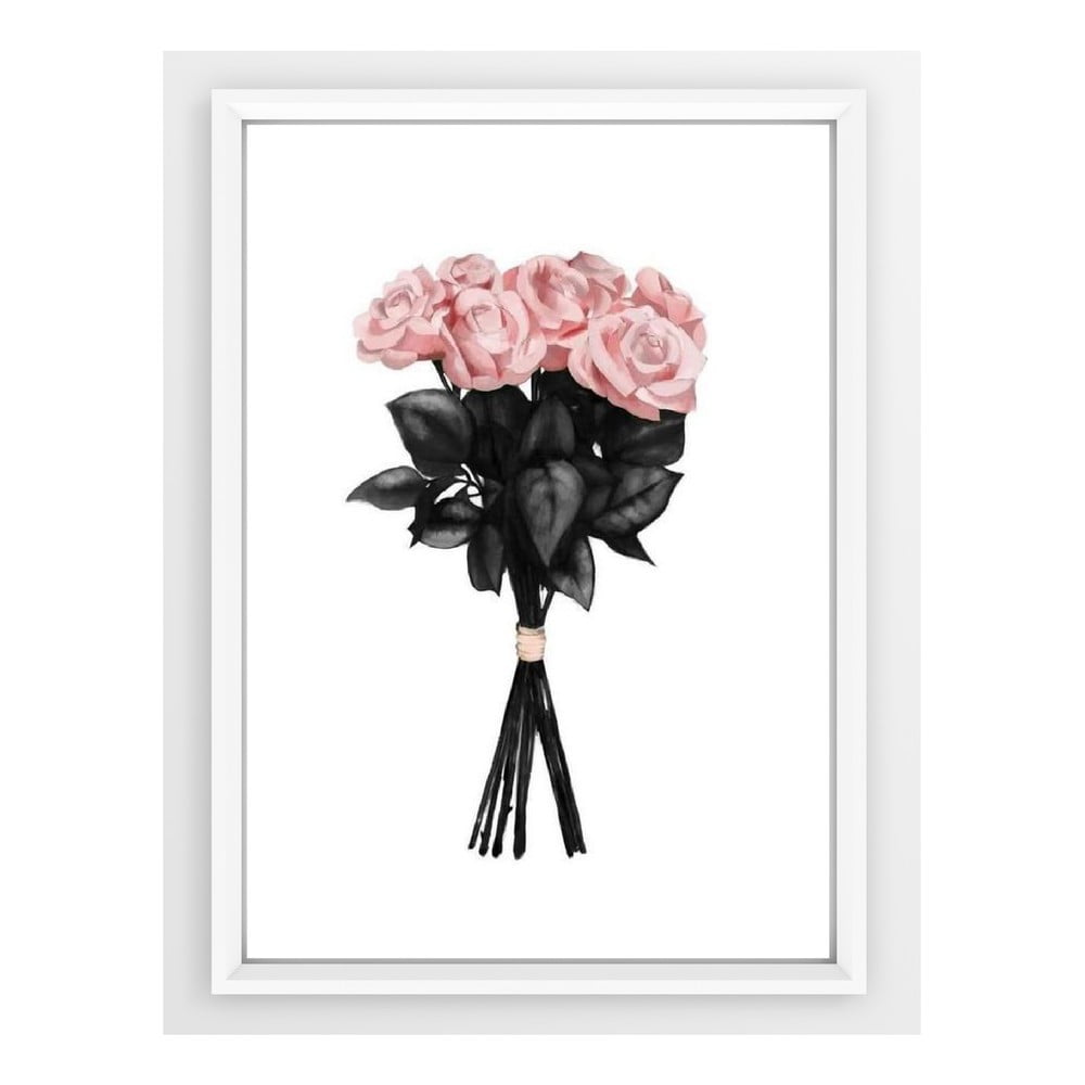 E-shop Plagát v bielom ráme Piacenza Art Pink Rose, 33,5 x 23,5 cm